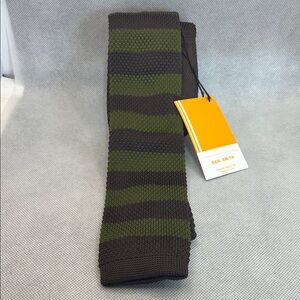 SMITH Olive Green and Brown Knit Stripe Tie